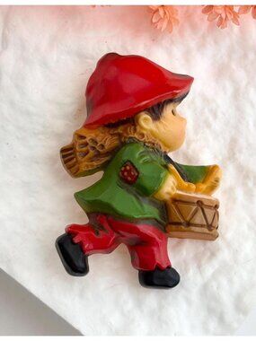 70's Hallmark Little Dummer Boy Painted Vintage Costume Jewelry Brooch